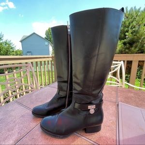 MICHAEL Michael Kors Women's Preston Leather Tall Riding Boots - Black Size 8.5M